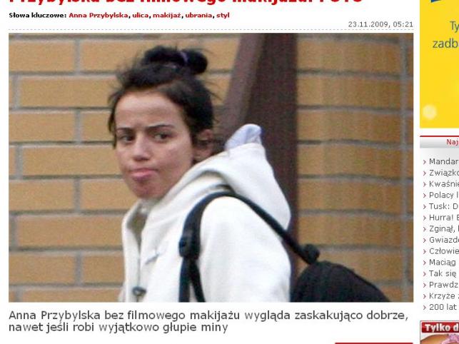 Anna Przybylska bez makijażu