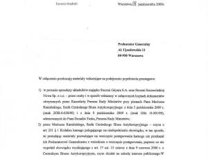 Kancelaria Premiera donosi do prokuratury o możliwym przestępstwie szefa CBA