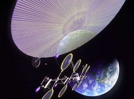 This giant disk floating in space isnít a UFO. Itís a power generator, harvesting energy from the Sun for a variety of uses back on Earth. Such space-based solar power generators have many applications, not just on Earth, but also in space. Two small solar panels could power a communications satellite, four panels might power a robotic interplanetary probe, six a manned spacecraft, while 20 panels might supply energy to a lunar base. SunTowerfot. NASA