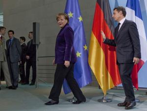 Kanclerz Niemiec Angela Merkel i prezydent Francji Nicolas Sarkozy