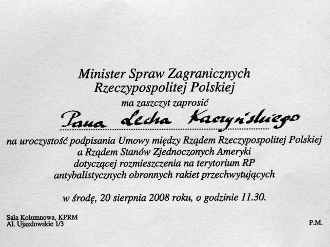 Rząd zaprasza "Pana Lecha Kaczyńskiego"