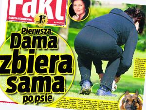 Kwaśniewska zbiera psie kupy