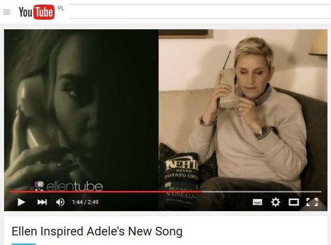 Zabawna parodia nowego klipu "Adele". Ellen Degeneres mÃ³wi "He...